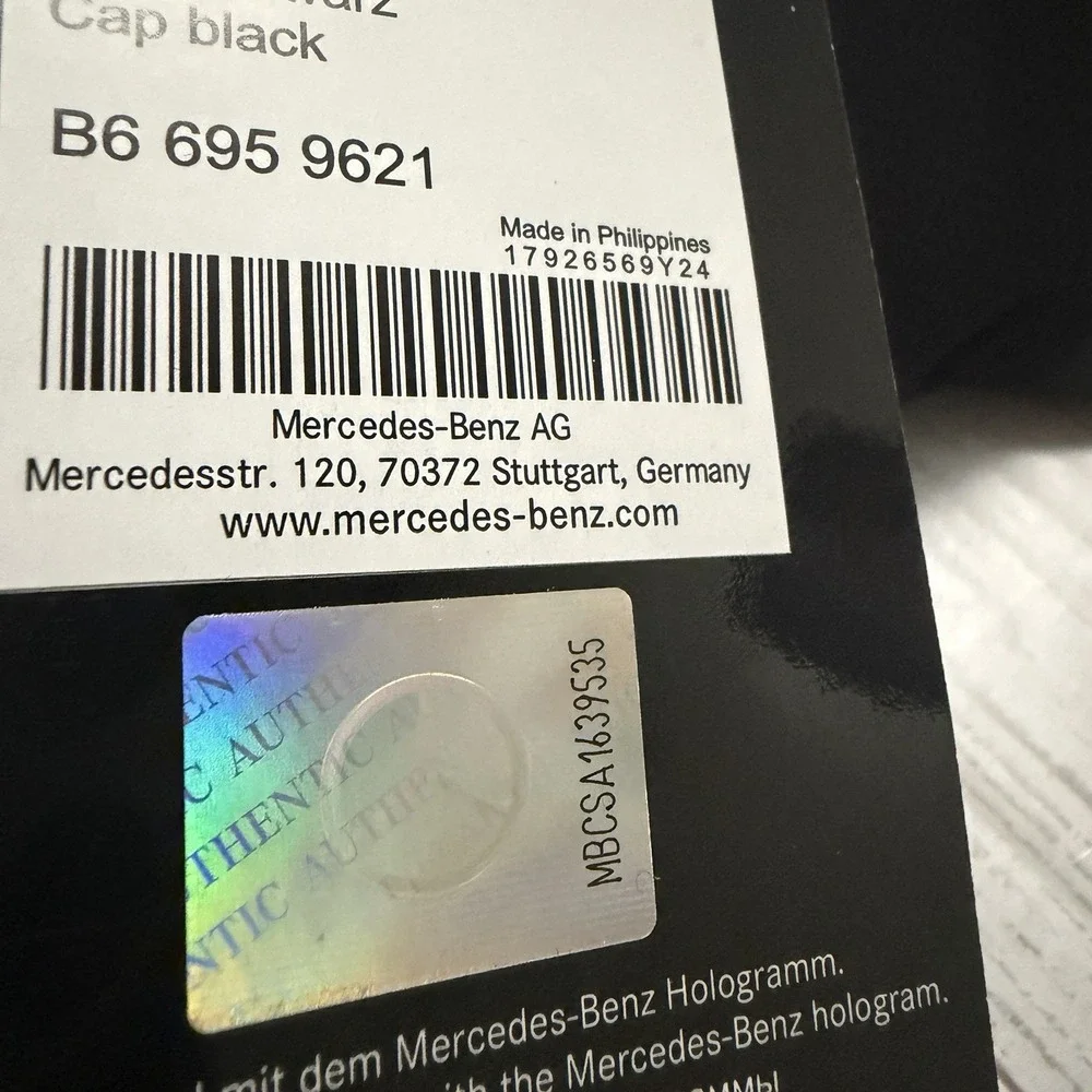 Genuine Mercedes Benz Logo Cap - Black W/ Blue Trim Brand New OEM Authentic